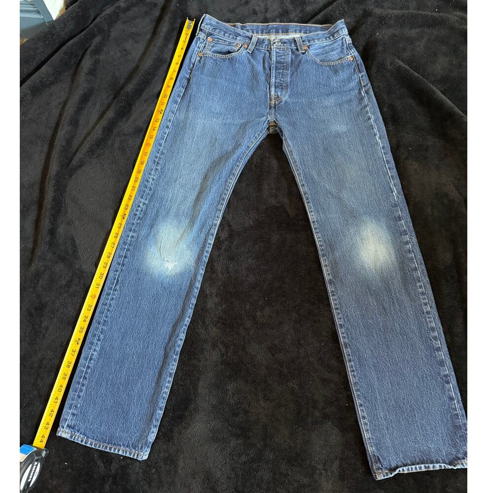 Levi’s 505 Jeans Mens 33x36 Blue Straight Leg Distressed Fade